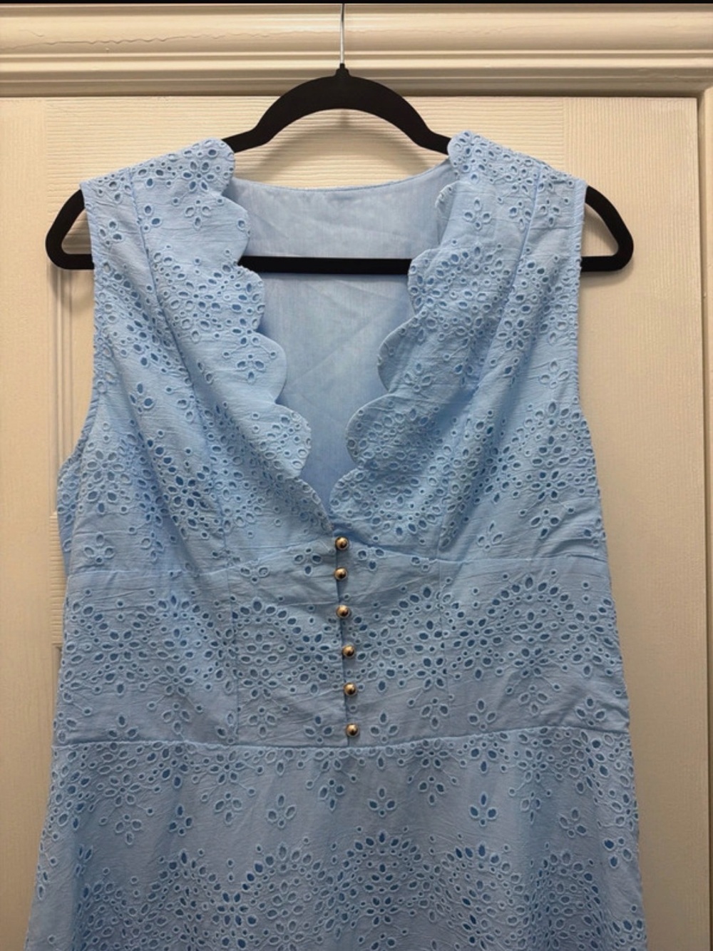 Commense Cotton Sleeveless Embroidered Eyelet Dress with Deep V Neck - Picture 4 of 7